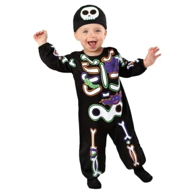 Afbeelding van Morph Babyskeletkostuum, skeletkostuum voor jongens, skeletkostuum, meisjes, skeletkostuums, skeletkostuums kinderen, babykostuum, Halloween, skelet,