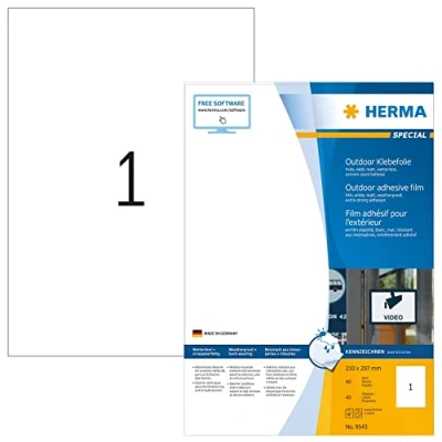 Afbeelding van Etiket HERMA 9543 210x297mm weerbestendig wit 40stuks