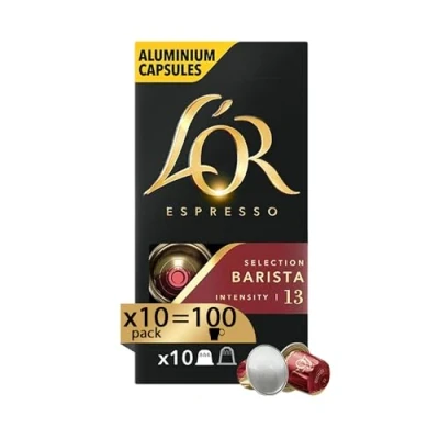 Afbeelding van L&#039;Or Espresso Barista koffiecapsules 100 aluminium capsules Intensiteit 13 Compatibel met originele Nespresso®* machines 10 dozen van