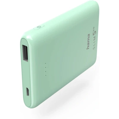 Afbeelding van Hama Power Pack Slim 5Hd 5000Mah Uitgang: Usb A Mintgroen