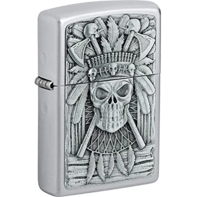 Afbeelding van Zippo 2007659 Indiase doodskopaansteker, satijn, afwerking