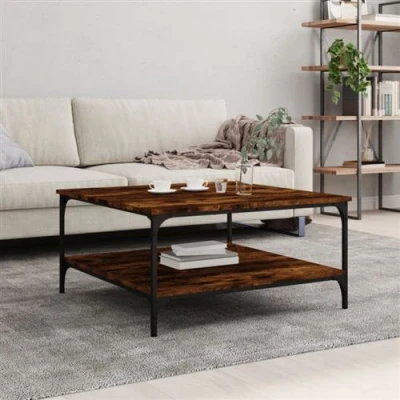 Image de vidaXL Table basse chêne fumé 80x80x40 cm bois d&#039;ingénierie832840