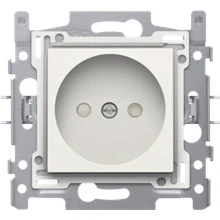 Afbeelding van Niko, Stopcontact zonder aarding met kinderveiligheid, inbouwdiepte 21 mm, sokkel insteekklemmen en afwerkingsset Original White