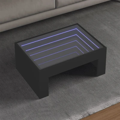 Afbeelding van Salontafel met Infinity LED 70x50x30 cm zwart