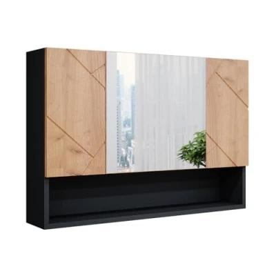 Afbeelding van Vicco Badkamerspiegelkast Irma, Antraciet/Eiken, 80 x 55 cm