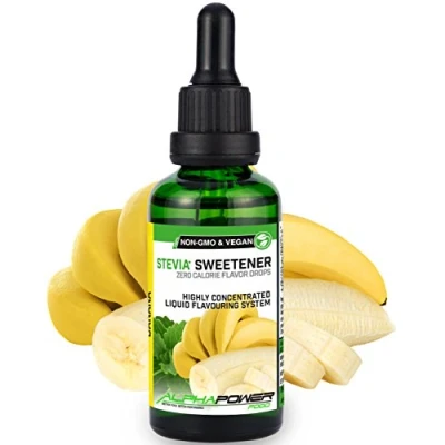 Afbeelding van ALPHAPOWER FOOD Stevia Rijpe bananendruppels natuurlijk voedselaroma I Vloeibare zoetstof sterk geconcentreerd 1 x 50 ml. flavour drops, flavdrops