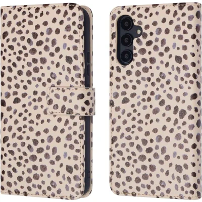 Afbeelding van iMoshion Hoesje Geschikt voor Samsung Galaxy A54 (5G) Met Pasjeshouder Design Bookcase smartphone Meerkleurig / Black And White Dots