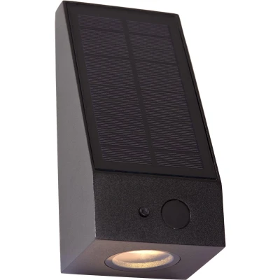 Afbeelding van Lucide IRWIN Wandlamp Zonne energie LED Dimb. 1x2W 2850K/3150K IP54 Dag/nacht sensor Zwart