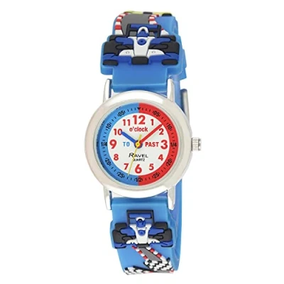 Afbeelding van Ravel Kinderen blauwe autocoureur tijd leraar horloge (In Engels)