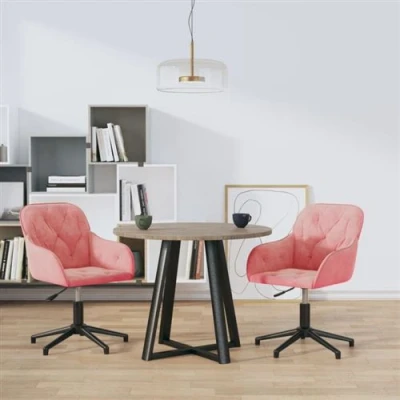 Afbeelding van vidaXL Eetkamerstoelen draaibaar 2 st fluweel roze