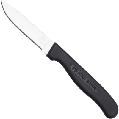 Afbeelding van RÖR Solingen Keukenmes met Fijne Kartel RVS Lemmet 7 cm Heft Zwart