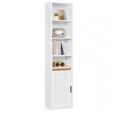 Afbeelding van VASAGLE Custos Collection Boekenkast, hoog rek met 6 niveaus, vrijstaand deur, open opbergkast, 24 x 31,8 175 cm, voor woonkamer, kantoor, wolkenwit LBC401W01