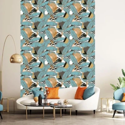 Afbeelding van Papier peint intissé pré encollé TROPICAL FEUILLES de BANANIER 1 rouleau 300x60cm