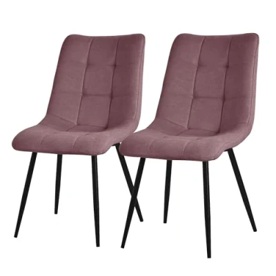 Afbeelding van Eetkamerstoelen set van 2 Altorsa keukenstoelen met polyester hoes en stalen poten ML design