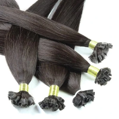 Afbeelding van hair2heart Extensions echt haar bondings glad 25 strengen 1g 60cm donkerbruin