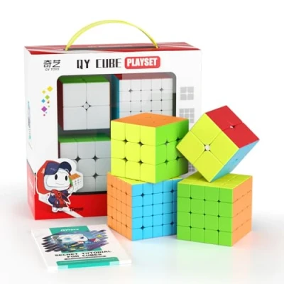 Afbeelding van ROXENDA Speed Cube Set magische kubus 2x2 3x3 4x4 5x5 zonder lijm met geschenkdoos, geheime tutorial voor snelheidskubussen (stickerless)