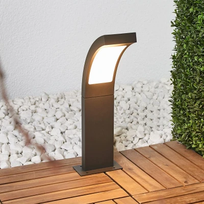 Afbeelding van Lucande LED buitenlamp 1licht aluminium, kunststof H: 40 cm grafietgrijs, opaalwit Inclusief lichtbron