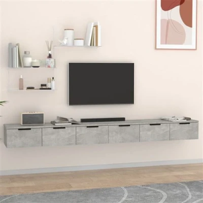 Afbeelding van vidaXL Wandkasten 2 st 102x30x20 cm bewerkt hout betongrijs