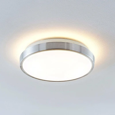 Afbeelding van Lindby LED plafondlamp 1licht aluminium, acryl H: 9 cm wit Inclusief lichtbron