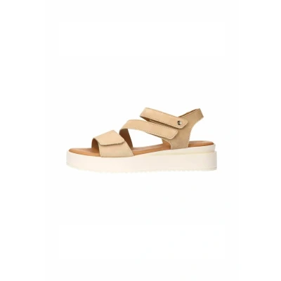 Afbeelding van Manfield Sandalen met plateauzool, Dames, Maat: 36, Beige Veloursleer
