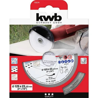 Afbeelding van kwb 725270 Diamanten doorslijpschijf Diameter 125 mm Boordiameter 22.23 Tegels, Keramiek 1 stuk(s)