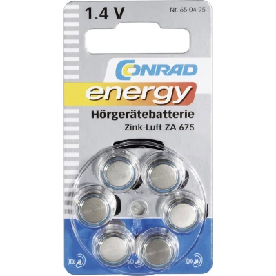 Afbeelding van Conrad energy Knoopcel ZA675 1.4 V 6 stuk(s) 630 mAh Zink lucht