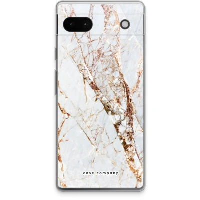 Afbeelding van Case Company® hoesje geschikt voor Google Pixel 6a Goud marmer Soft Cover Telefoonhoesje Bescherming aan alle Kanten en Schermrand