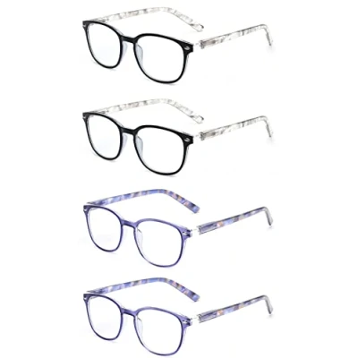 Afbeelding van JM Leesbril Set van 4 Kwaliteit Veerscharnier Lezers Heren Dames Brillen om te Lezen +0.5 2 Stuks Grijs en Blauw