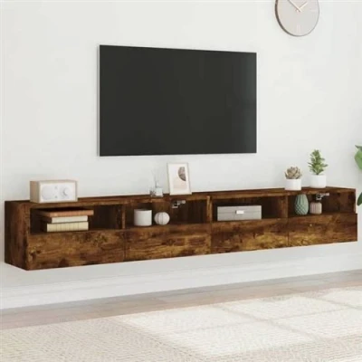 Afbeelding van vidaXL Tv wandmeubels 2 st 100x30x30 cm bewerkt hout gerookt eiken