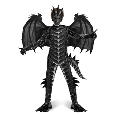 Afbeelding van Spooktacular Creations Kids Drakenkostuum, Dark Dragon Jumpsuit, Boys Wings, Tail and Mask Set voor Halloween Dress Up S