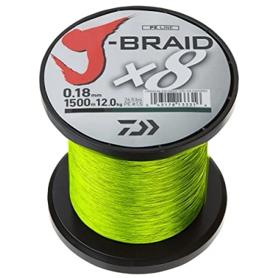 Afbeelding van Daiwa J Braid X8 0.10mm 1500m chart. Gevlochten lijn