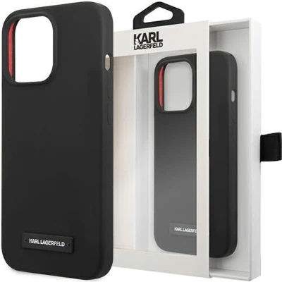 Afbeelding van Karl Lagerfeld KLHCP13LSLMP1K iPhone 13 Pro / 6.1 hardcase zwart/zwart siliconen plaquette