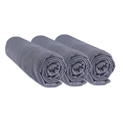Image de Lot de 3 draps housse bébé jersey coton 40x80 extensible à 40x90 Couleur unie Gris