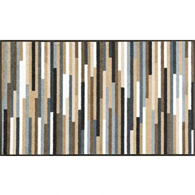 Afbeelding van wash+dry Mikado Stripes natuurlijke deurmat wasbaar voor binnen en buiten 75 x 120 cm