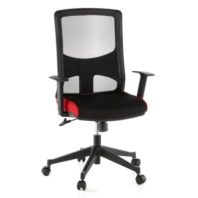 Afbeelding van Bureaustoel Verstelbare Armleuning Stof Zwart/Rood Ergonomisch