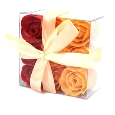 Afbeelding van Zeep bloemen Oranje rozen set van 9