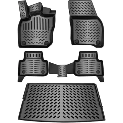Afbeelding van ELMASLINE 3D rubberen matten en kofferbakmat voor VW Tiguan 3 vanaf 2023, accessoires vloermatten