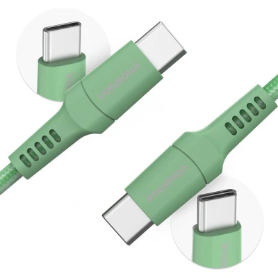 Afbeelding van iMoshion Kabel USB C naar A 2 meter Snellader &amp; Datasynchronisatie Oplaadkabel Stevig gevlochten materiaal Groen