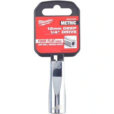 Afbeelding van MILWAUKEE 4932478332 ratel dop metrisch lang 1/4&quot; 12 mm