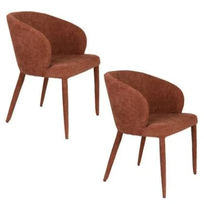 Afbeelding van Housecraft Living Tamsin Eetkamerstoelen Gestoffeerd Oranje Set van 2