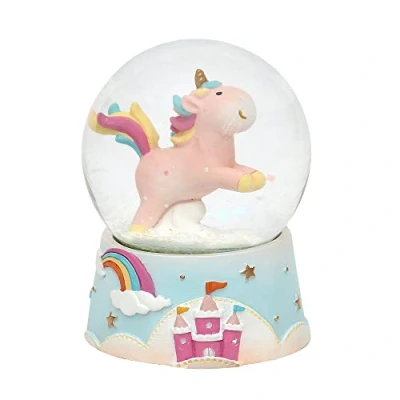 Afbeelding van Dekohelden24 Sneeuwbol met roze eenhoorn, afmetingen hoogte/breedte/diameter bol: ca. 9 x Ø 6,5 cm,