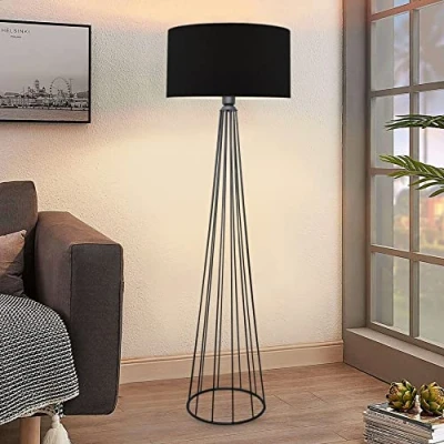 Afbeelding van Staande lamp Neath vloerlamp 155 cm antraciet en zwart