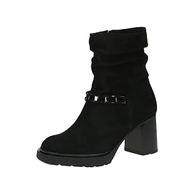 Afbeelding van Caprice Enkellaarsjes met plateauzool, Dames, Maat: 41, Black suede Leer en textiel