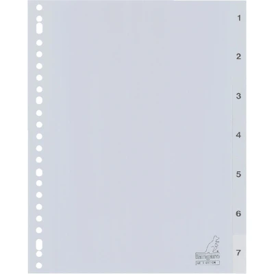 Afbeelding van Kangaro tabbladen A4 PP 120 micron grijs 23 gaats 7 delig cijfers G407CM