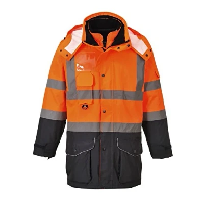 Afbeelding van Portwest Parka met hoge zichtbaarheid, 7 in 1, Traffic Contrast, kleur: oranje/marineblauw, maat: 4XL, S426ONR4XL