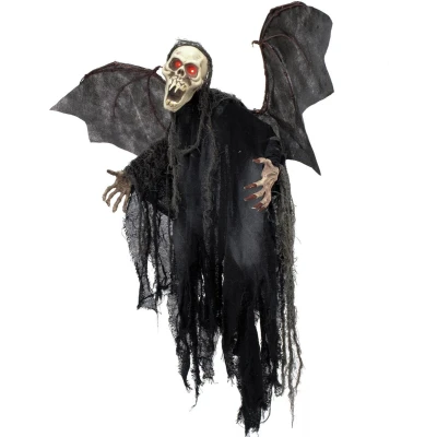 Afbeelding van Europalms Halloween vleermuis geest, met lichteffect, 85cm decoratie versiering accessoires feestjes