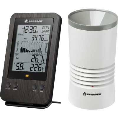 Afbeelding van Bresser Professionele Regenmeter incl. Temperatuur en Luchtvochtigheidsmeter Houtlook