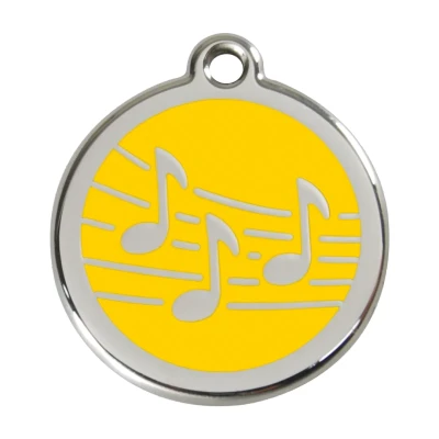 Afbeelding van Music Yellow roestvrijstalen hondenpenning large/groot dia. 3,8 cm RedDingo