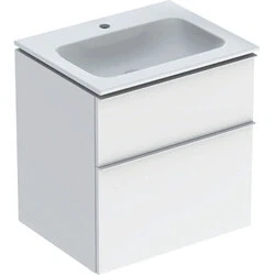 Afbeelding van Geberit iCon onderbouwkast met 2 laden en wastafel wit, wit hoogglans