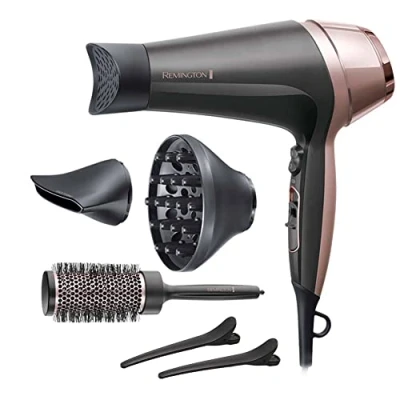 Afbeelding van Remington Ionische haardroger, multifunctioneel: krullen, golven, glad. Curl &amp; Straight (2200 W, 3 temperaturen/2 snelheden, unieke gebogen hub, stylingborstel 45 mm, accessoire) D5707